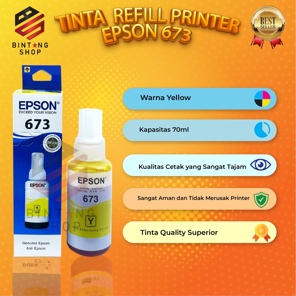 1 SET 6 PCS Tinta Epson 673 Tipe Printer L800 L805 L805 L850 L1800 Kemasan Baru