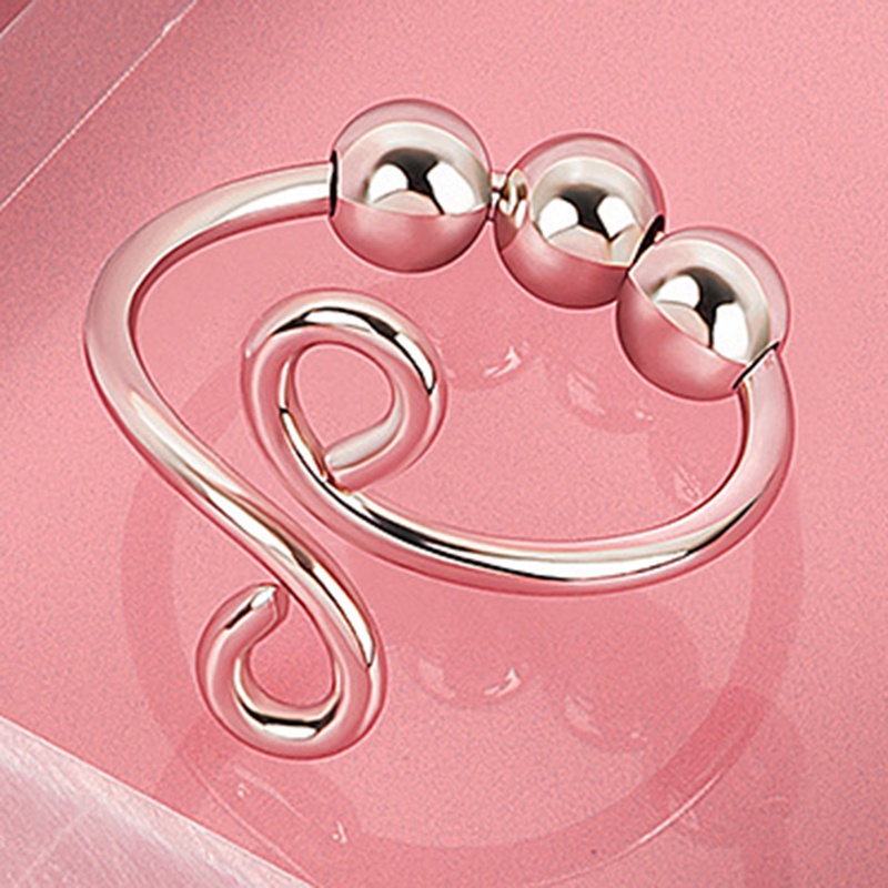 Trendy Anti Kecemasan Cincin Untuk Wanita Pria Manik-Manik Fidget Rings Adjustable Stackable Stress Relief Jari Sederhana Spinner Rings Perhiasan