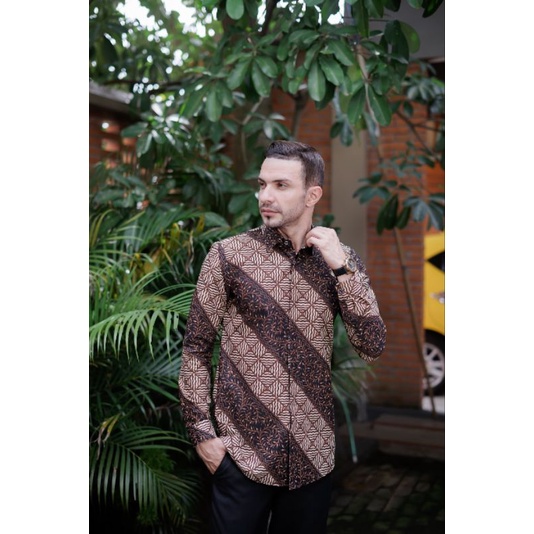 Baju Kemeja Batik Pria Lengan Panjang Slim Fit Premium Modern Full Furing PARANG SOGAN