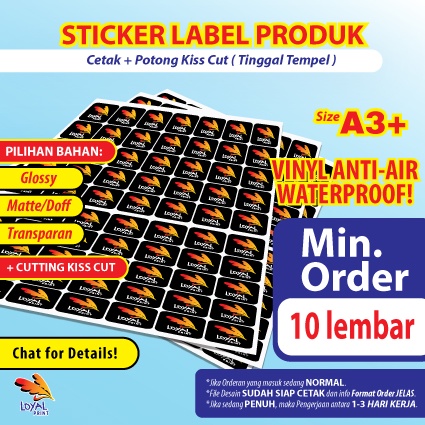 

Cetak Stiker Vinyl Waterproof + Cutting / Stiker Kemasan Makanan / Cetak Stiker Online - Loyal Print