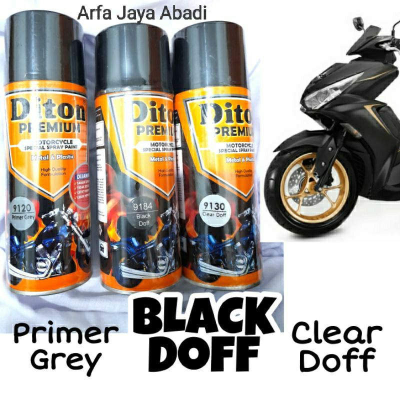 Paket Pilok Pilox Diton Premium Epoxy Primer Grey + Black Doff Hitam Dop + Clear Doff Dop Cat Otomot