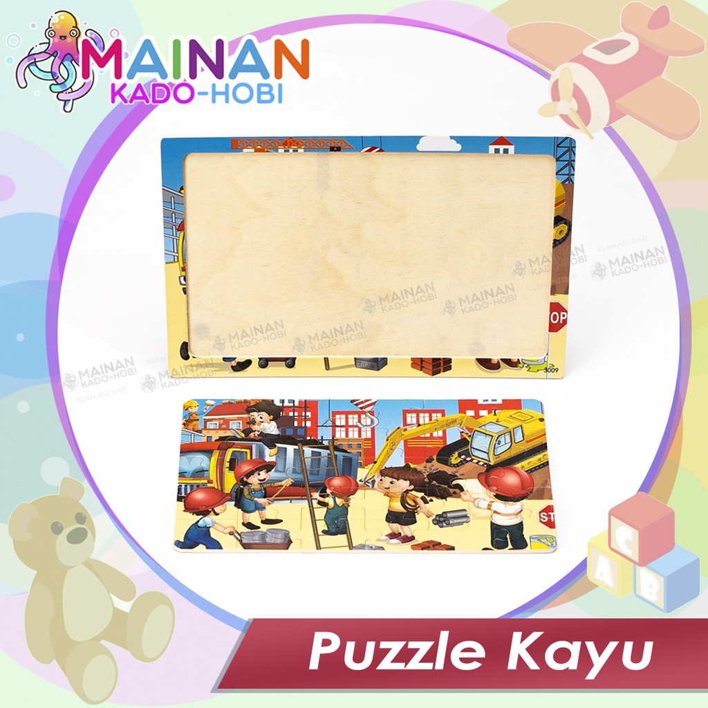 MAINAN EDUKASI ANAK PUZZLE KAYU 3D KARAKTER KONSTRUKSI CONSTRUCTION
