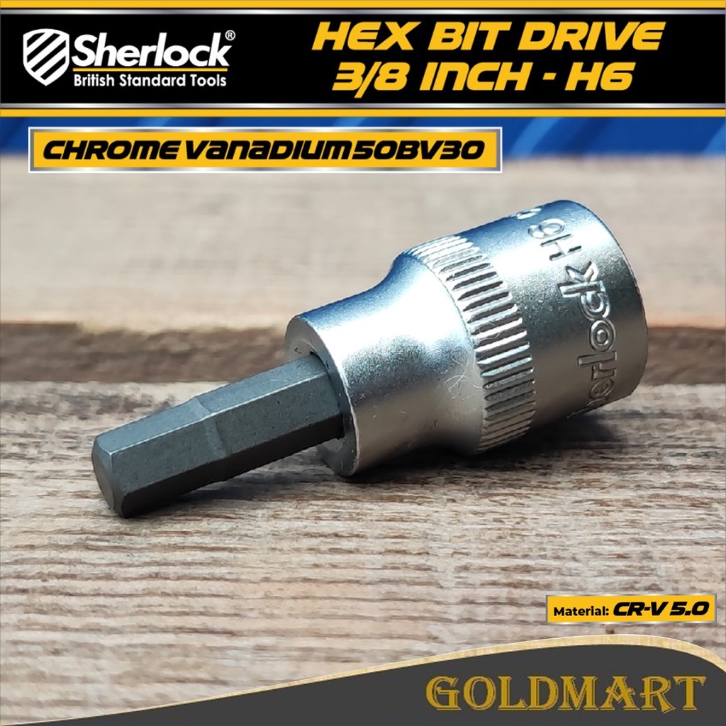 Mata Kunci Sok Socket Drive 3/8 &quot; inch Hex Bit Shock L 6 mm H6 Sherlock