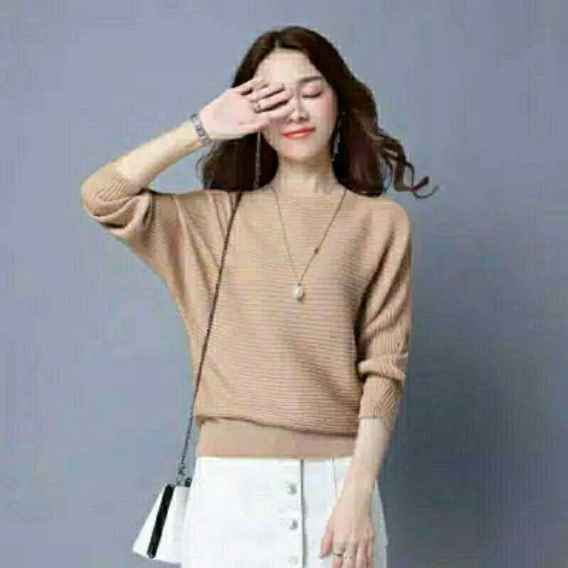 Batwing Sweater Rajut Premium LASPERAL Sweater Jumbo Atasan Blouse Premium terbaru