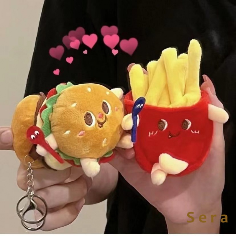 SearLucu Kreatif Kentang Goreng Hamburger Ornamen Ransel Beberapa Plush Liontin Gadis Jantung Mobi00