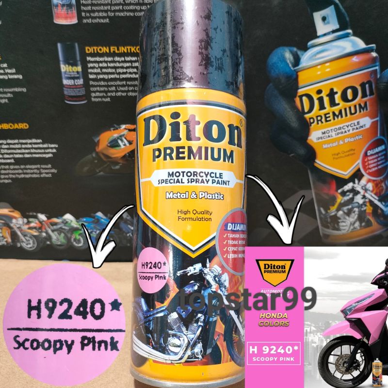 Pilok Pilok Cat Diton Scoopy Pink 9240 Pink Scoopy 400cc Tahan Bensin.Cat Semprot Diton Premium