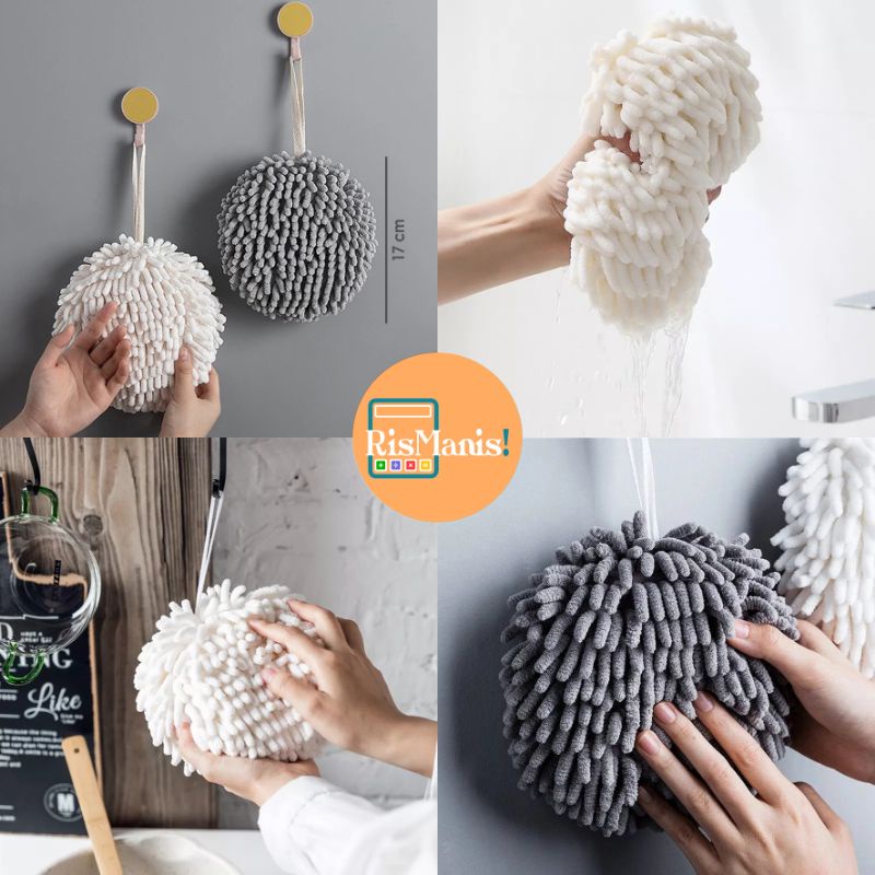 MICROFIBER HANGING HAND TOWEL - Handuk Gantung Lap Tangan Kain Cendol Pel Pembersih Perabotan Rumah Furnitur Alat Masak Perlengkapan Dapur Waslap Cuci Piring Gelas Pel Lantai Keramik Marmer