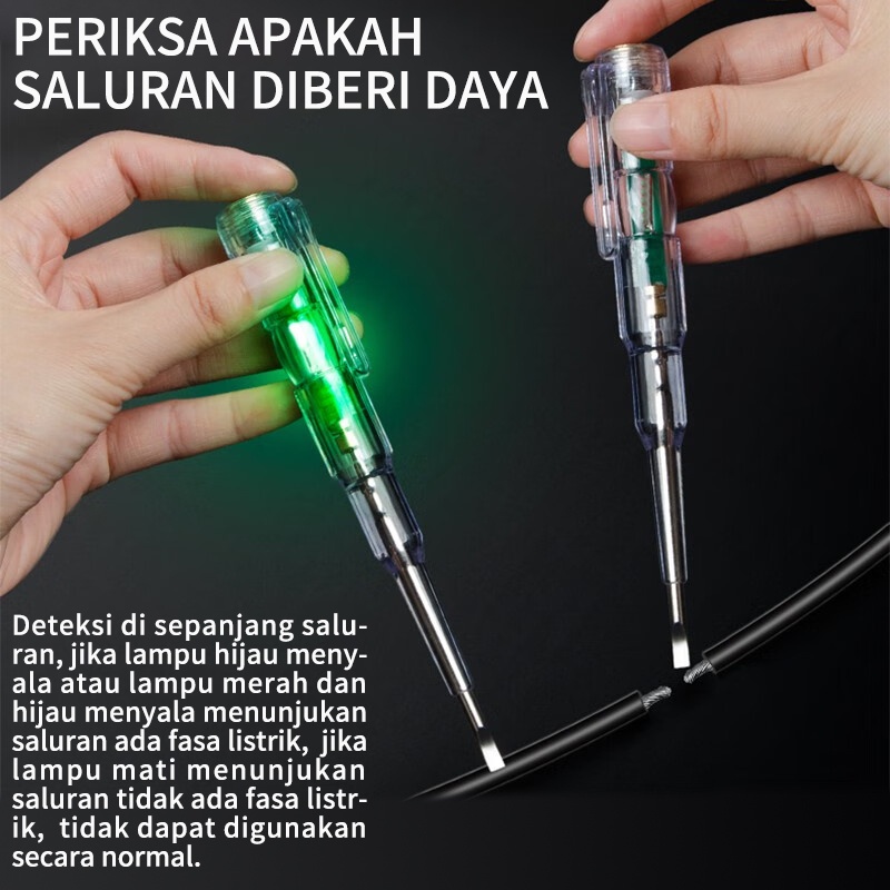 ISKU Obeng Test Pencil TesPen Tester 14cm with Indicator Dual LED Highlighting Rentang Uji 70-250V Anti Jatuh Dan Tahan Lama TesPen Mudah Dibawa