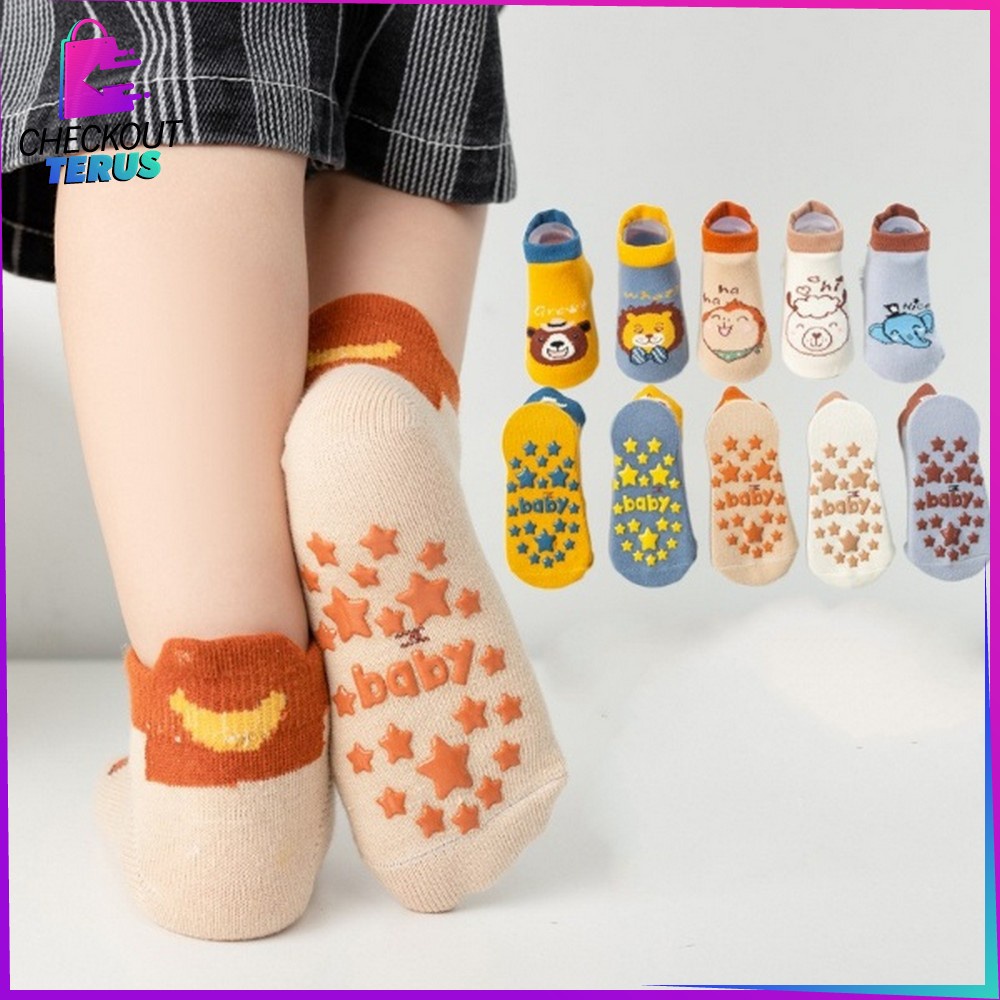 CT P544 Kaos Kaki Anak Bayi Balita 0 3 tahun Animal Sock Anti Slip Unisex Laki Laki Perempuan Anti Licin Import