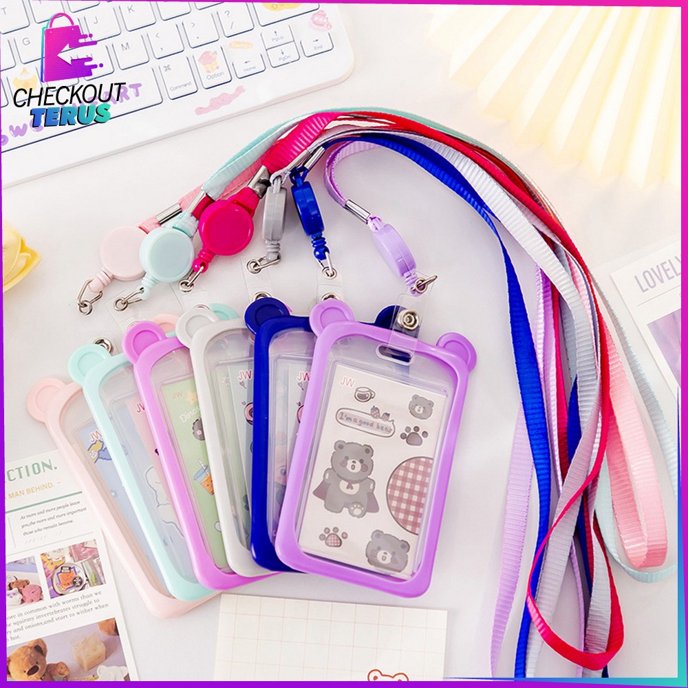 CT C324 Name Tag ID Card Holder Motif Kartun Gantungan Tali Kartu Akses Kantor MRT Busway Lanyard Gantungan Kartu Nama Panitia