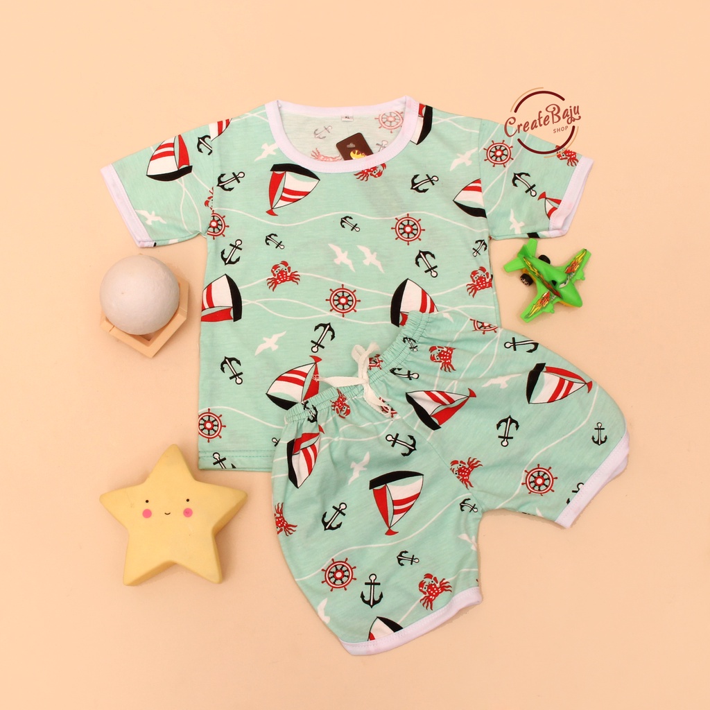 SETELAN ANAK MOTIF SAILOR SETELAN ANAK POLOS UNISEX LENGAN PENDEK