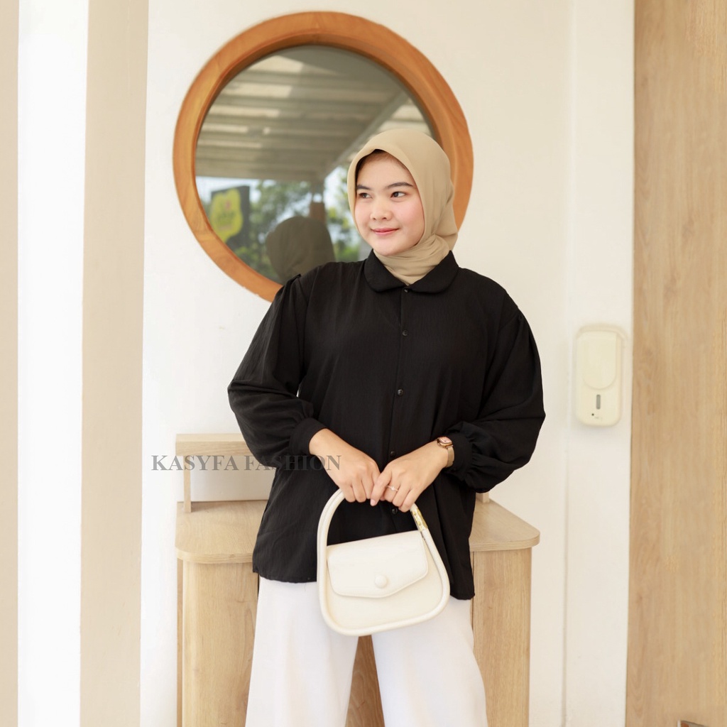 ELISA TOP BLOUSE // ELZE KEMEJA CRINCLE LENGAN BALON