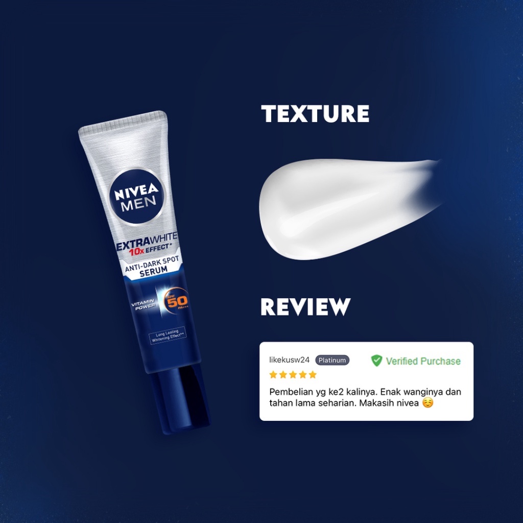 NIVEA Men Extra White Anti-Dark Spot Serum Spf 50 15ml - Nivea Men Extra Bright Anti Dark Spot Serum Spf 50 - NIVEA MEN Personal Care