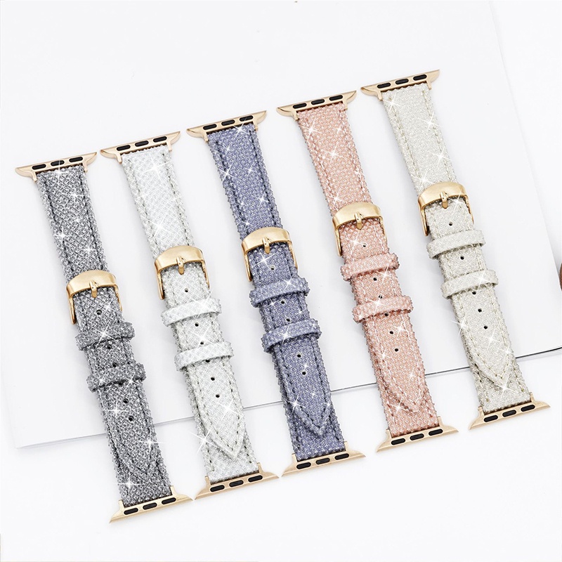 Leather Gleaming Shining Watch Strap Compatible With iWatch Ultra 8 SE 7 6 for iWatch Series 49mm 45mm 41mm