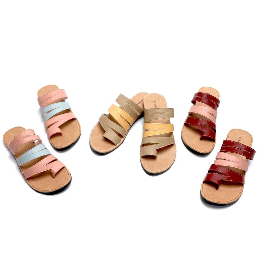 Sandal Jepit Kulit Wanita Sendal Jepit Jempol Model Kekinian Alas Karet Anti Licin Velonesia - Fanni