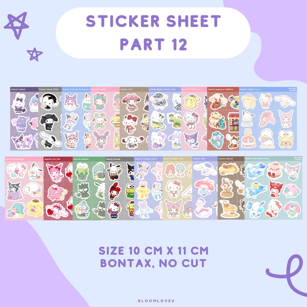 

SANRIO STICKER STIKER AESTHETIC SHEET KUROMI MY MELODY HELLO KITTY POMPOMPURIN BUJO PLANNER TUMBLR DECO DIARY