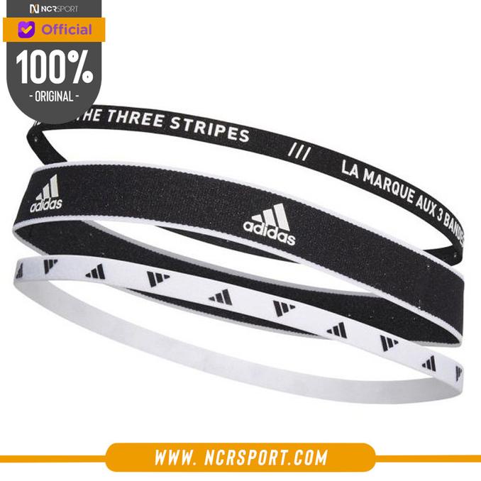 AKSESORIS TRAINING ADIDAS ORIGINAL HEADBANDS 3 PER PACK BLACK WHITE G