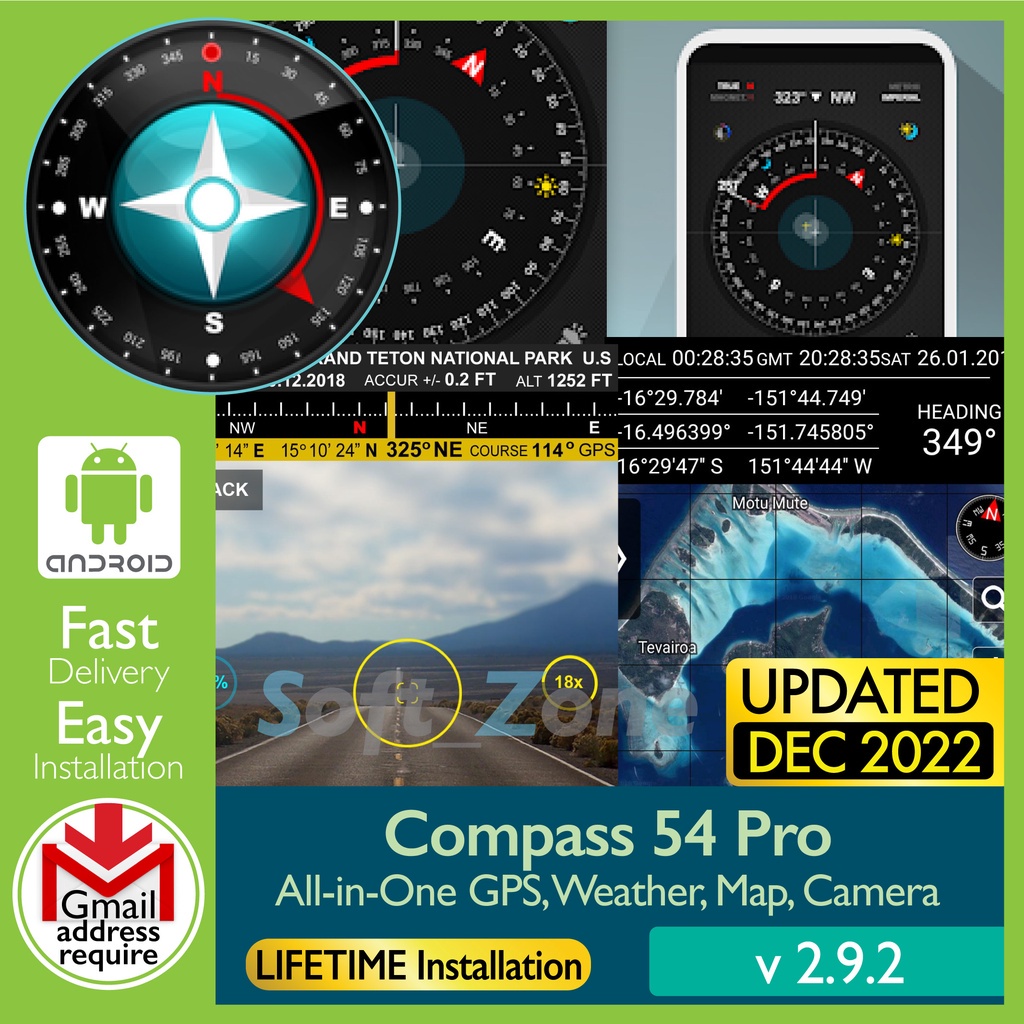 

Cmpss 54 Pr (All-n-On GPS, Wthr, Mp, Cmr) v2.9.2 [SmrtPhn - Andrd] - Dgtl Dwnld