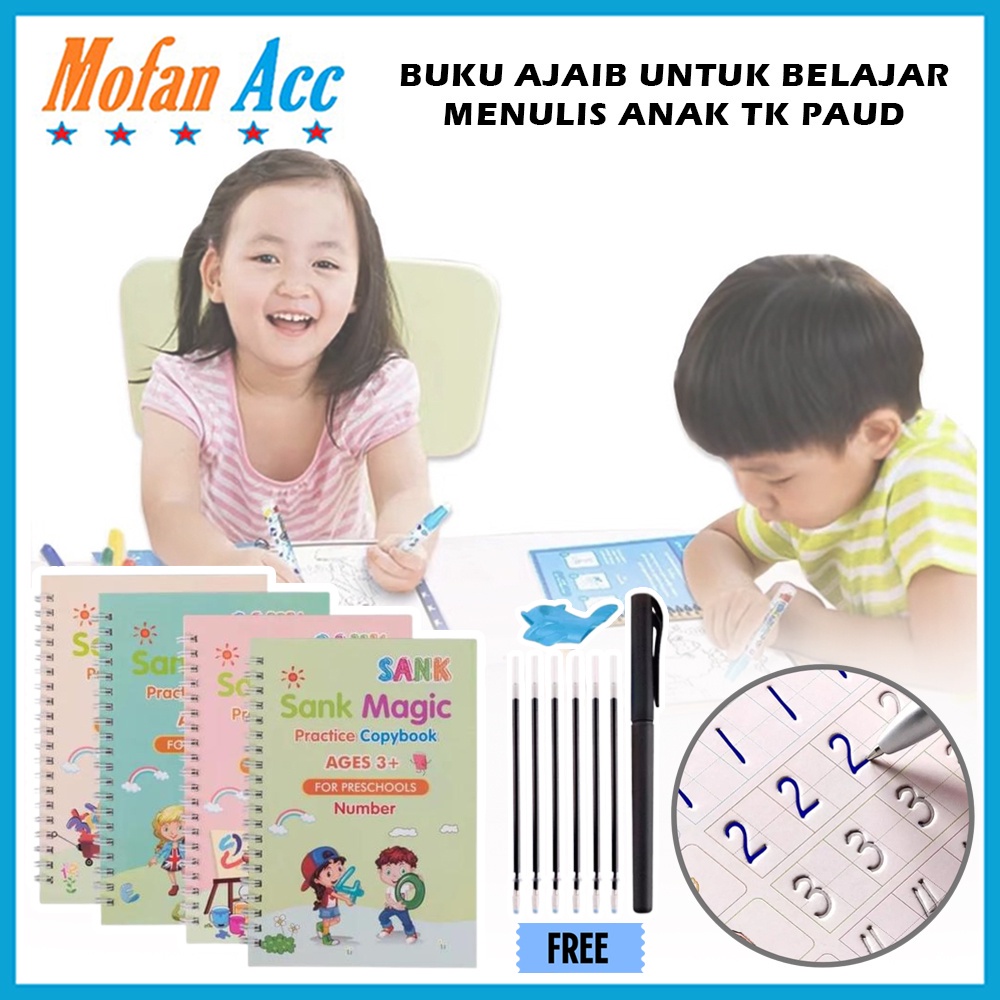 Buku Edukasi Ajaib Belajar Menulis Anak Latihan Menghitung Menggambar Tulis Huruf Dan Angka Sank Magic Practice Writing Book