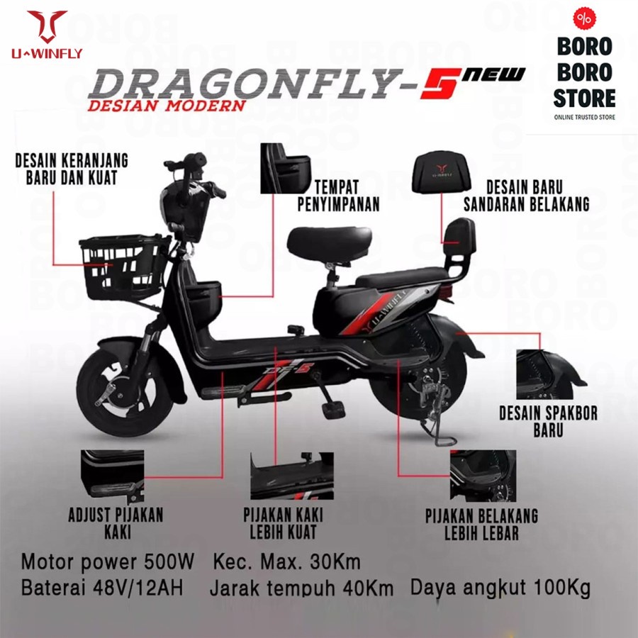 SEPEDA LISTRIK UWINFLY DRAGON FLY 5 / DF5 GARANSI RESMI DragonFly5 DF5