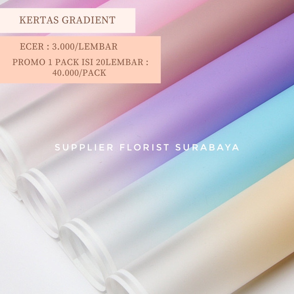 [5 LEMBAR] KERTAS BUNGA CELLOPHANE GRADIENT GRADASI GRADIASI KERTAS WRAP WARNA SEMBUR KERTAS KOREA STYLE BUKET BUNGA KOREAN DIY FLORIST FLOWER WRAPPING PAPER