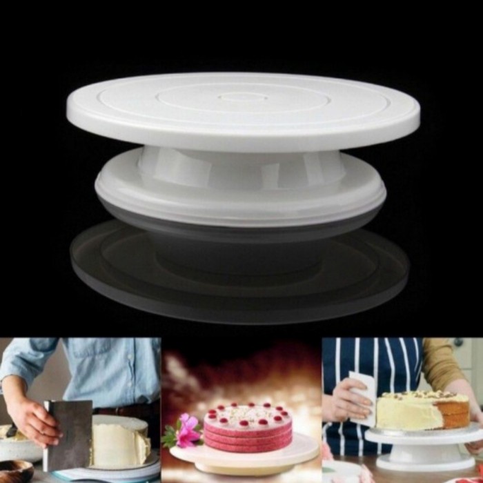 /////] alas kue tart putar alas kue putar cake tray putih tatakan kue putih