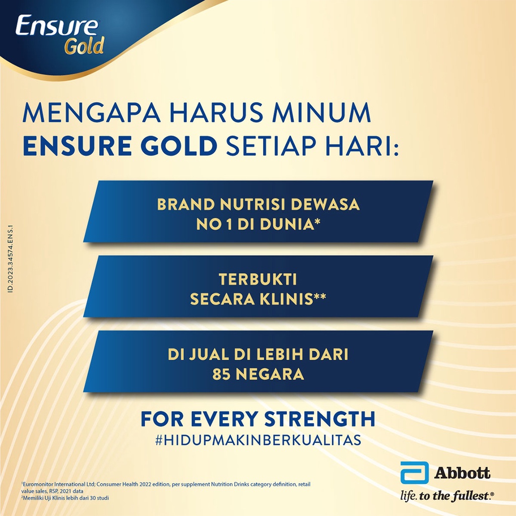 Ensure Gold HMB Gandum 380 g - Nutrisi Dewasa Rendah Laktosa - 2 pcs