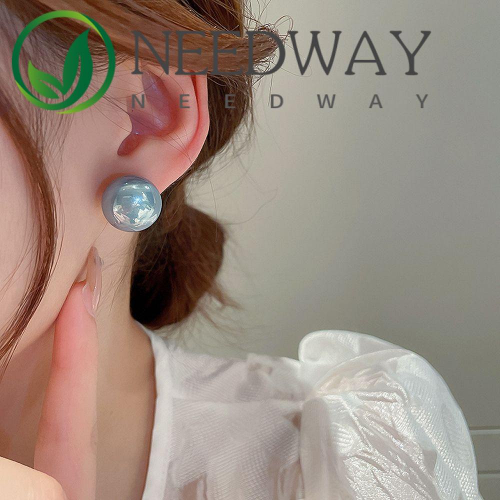 Needway   Wanita Anting Mutiara Elegan Manis Temperamen Besar Sederhana Menjuntai Drop Earrings