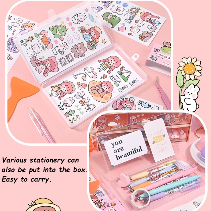 Lucu Stiker Set Alat Gadis Hadiah 19 Pcs DIY Tangan Bahan Akun Dengan Penjepit Ukir Pisau Sekop Diary Scrapbook Siswa Dekorasi Alat Kotak Penyimpanan