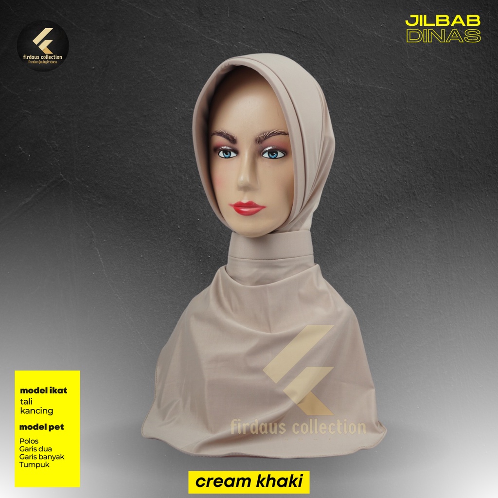 JILBAB DINAS WARNA KHAKI CREAM ( SATPOL PP/GURU/PNS PEMDA/CREAM KHAKI)