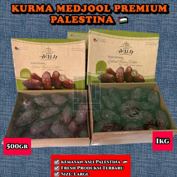 

KURMA MEDJOL MEDJOOL ASLI PALESTINA +- 500 GR
