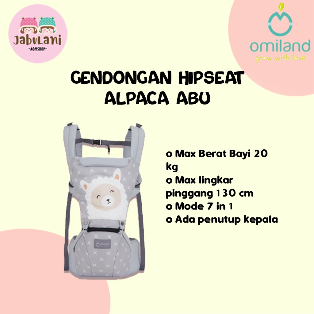 Omiland Gendongan Hipseat Alpaca Series | Omiland Gendongan Bayi Depan Alpaca Series