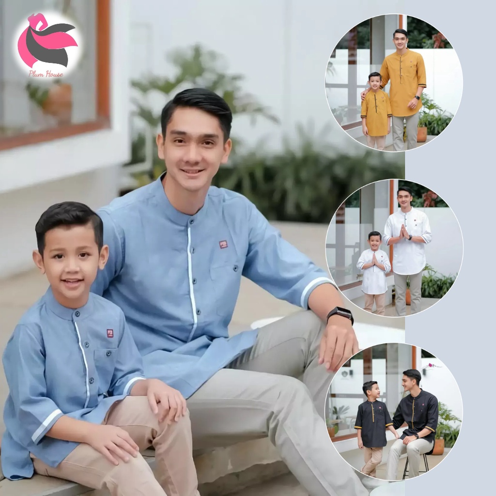 BAJU KOKO KURTA COUPLE AYAH DAN ANAK 3/4 MATERIAL TOYOBO ADEM SERAP KERINGAT