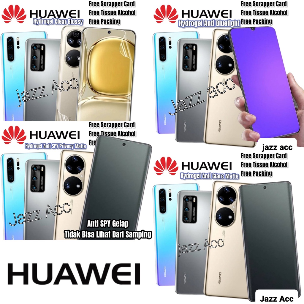 Hydrogel CUSTOM Huawei NOVA 9 8 8i 8SE 7 7i 7SE 5 5T 5TPRO Hidrogel TPU Clear-Bening/Glossy/Bluelight Glosy/Blue Light Matte/Anti Glare-Minyak-Mate Doff/Anti SPY Privacy-TPU Film Lapisan Liquid Glass nano-Black-Hitam/Full Cover Coveragel -NFC 5G 4G T SE i