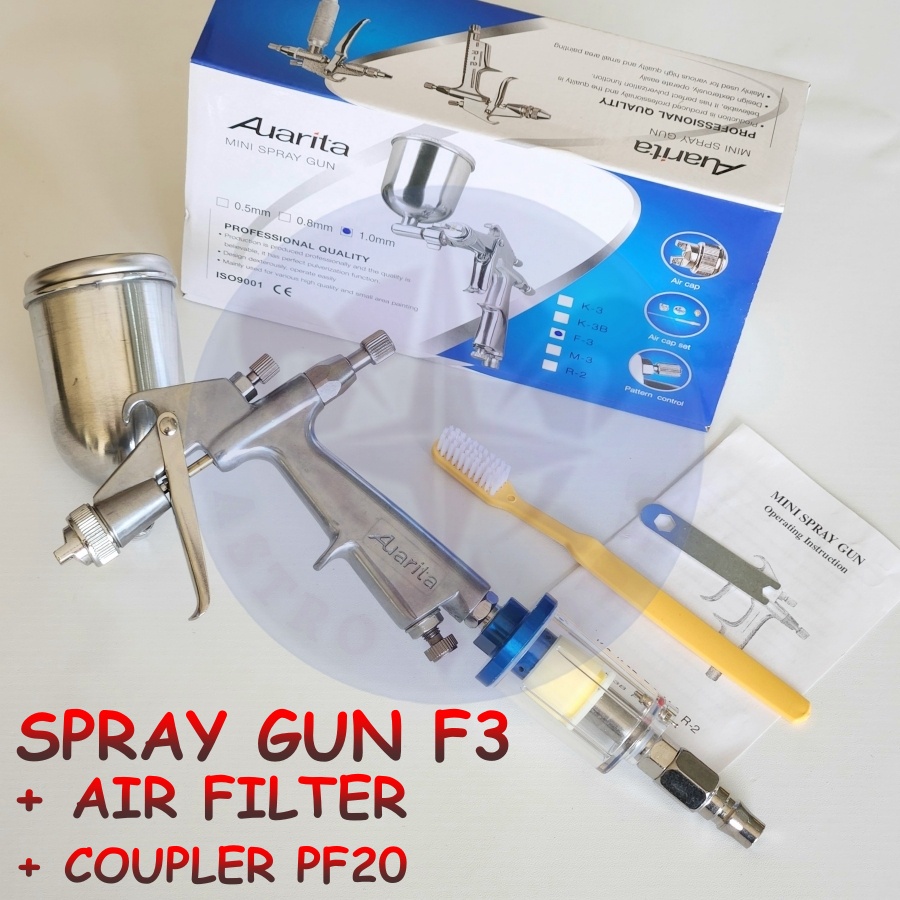 Spray gun Auarita F3 + Air Filter + Coupler PF20