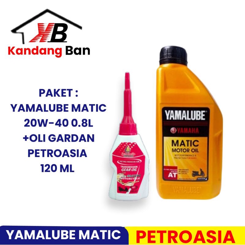 PROMO.. PAKET OLI YAMALUBE MATIC 20W-40 0.8L+ OLI GARDAN PETROASIA 120 ML