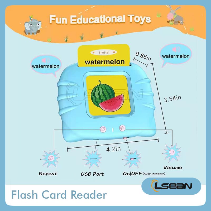 Flash Card Bersuara Mainan Edukasi Anak Bilingual Device Pengenalan Kosa Kata Bahasa Inggris Mandarin