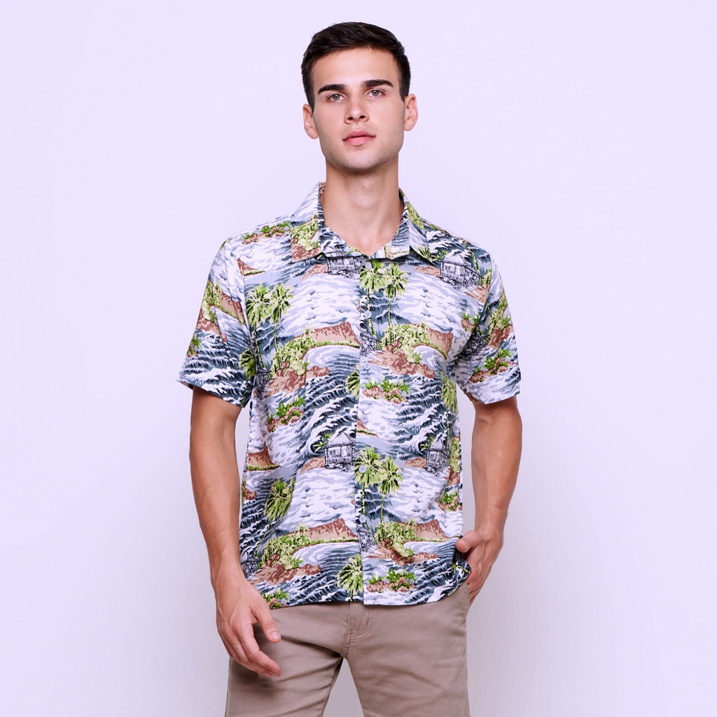 Baju Pantai Bali kemeja surfing lengan pendek / hawaii  kemeja hawaii Tropical  pria dan wanita
