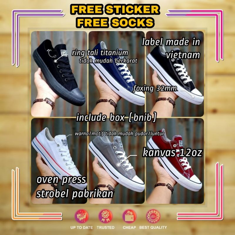 ⭐BISA COD CONVERSE IMPOR TAG MADE IN VIETNAM CONVERSE OX LOW CLASSIC BNIB HITAM POLOS CONVERSE PREMI