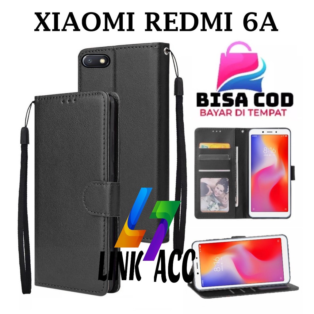 XIAOMI REDMI 6A FLIP LEATHER CASE PREMIUM-FLIP WALLET CASE KULIT UNTUK XIAOMI REDMI 6A - CASING DOMP