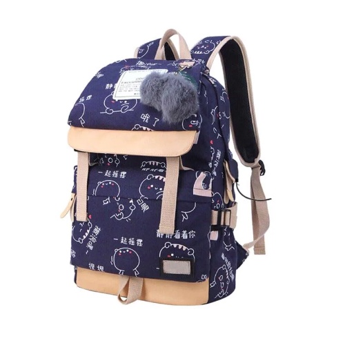 PTM-Tas Sekolah Anak Perempuan sd smp Tas Punggung motif karakter jepang-ransel anak set botol minum dan jam tangan cantik