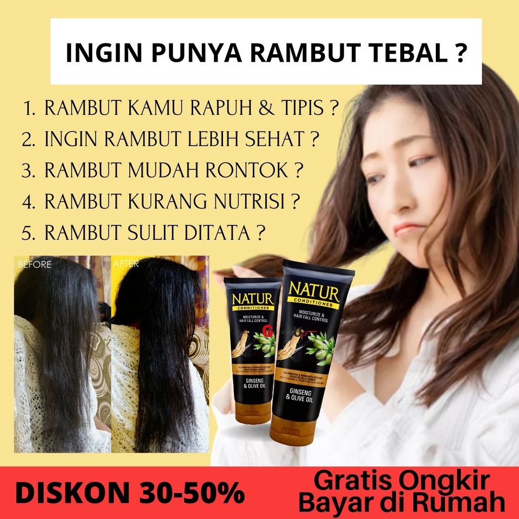 NATUR CONDITIONER GINSENG OLIVE OIL 165ML PERAWATAN RAMBUT KONDISIONER