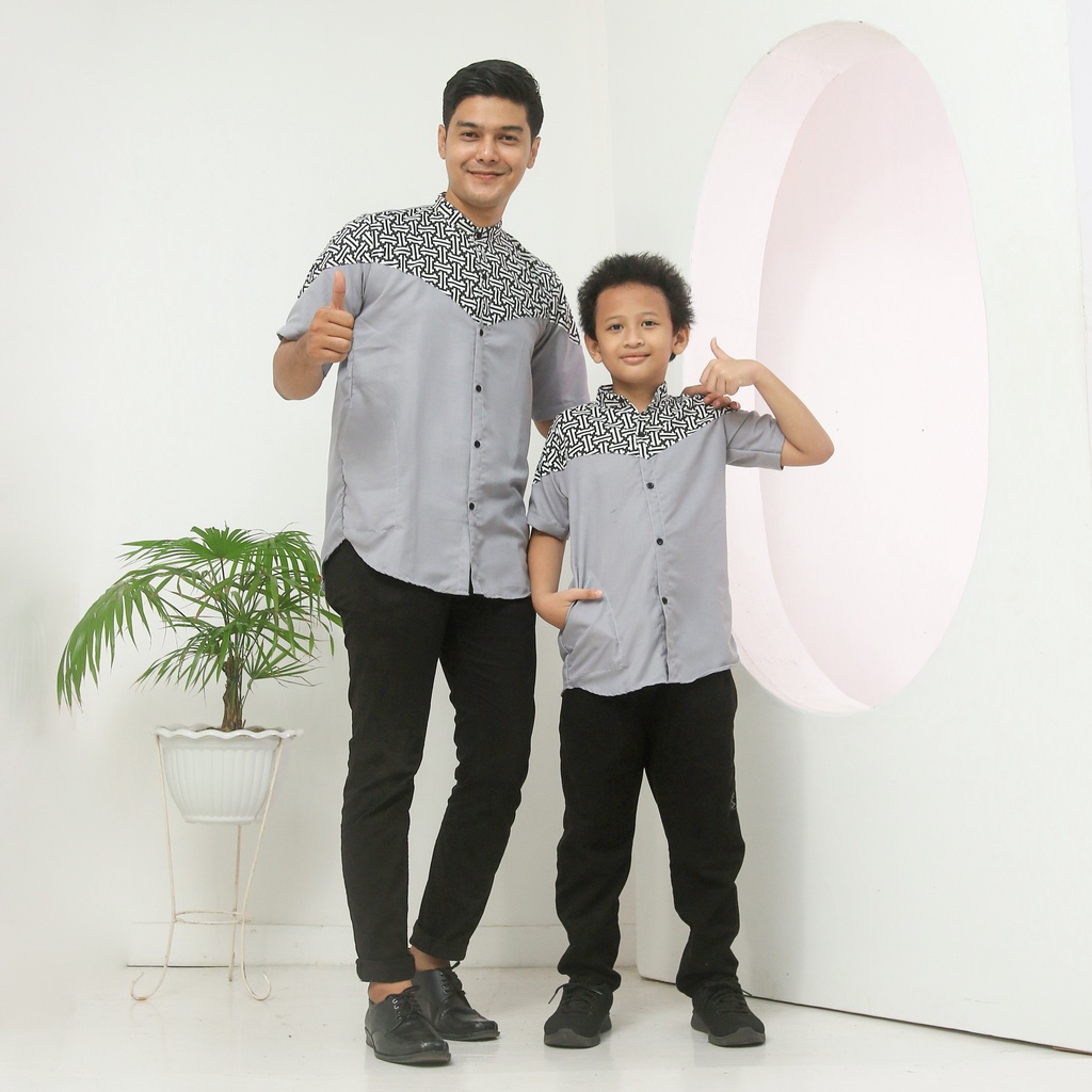 Baju Muslim Koko Dewasa dan Anak Laki Laki Kombinasi Bahan Katun Exlusive