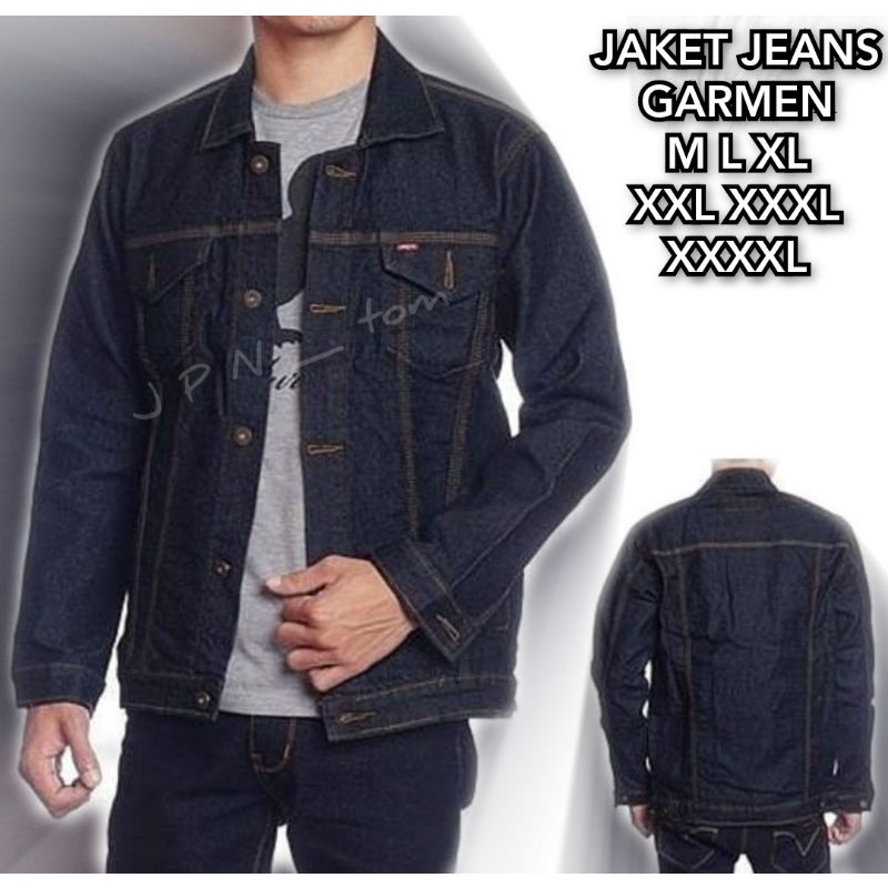 Jaket Jeans Big Size Biru Tua Denim Jins Polos Jumbo XXL XXXL XXXXL XXXXXL XXXXXXL 3XL 4XL 5XL 6XL Bahan Tebal Ukuran Besar Ld 120 Ld 130 Ld 140 Model Oversize Levi S M L XL Hitam Biru Muda Dongker Oversize