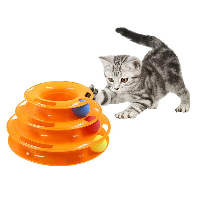 Mainan Kucing 3 Tingkat Tower Bola Tikus Murah Cat Toys Tower Track Ball FEFARM