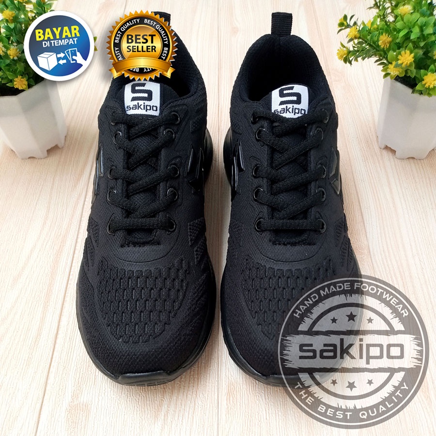 PROMO BTS KEMBALI SEKOLAH !! SEPATU SEKOLAH HITAM POLOS MEREK SAKIPO SD SMP SMA SMK KULIAH / SEPATU OLAHRAGA BERTALI WARNA HITAM POLOS  / SEPATU JOGGING RINGAN / SEPATU LARI / SAKIPO