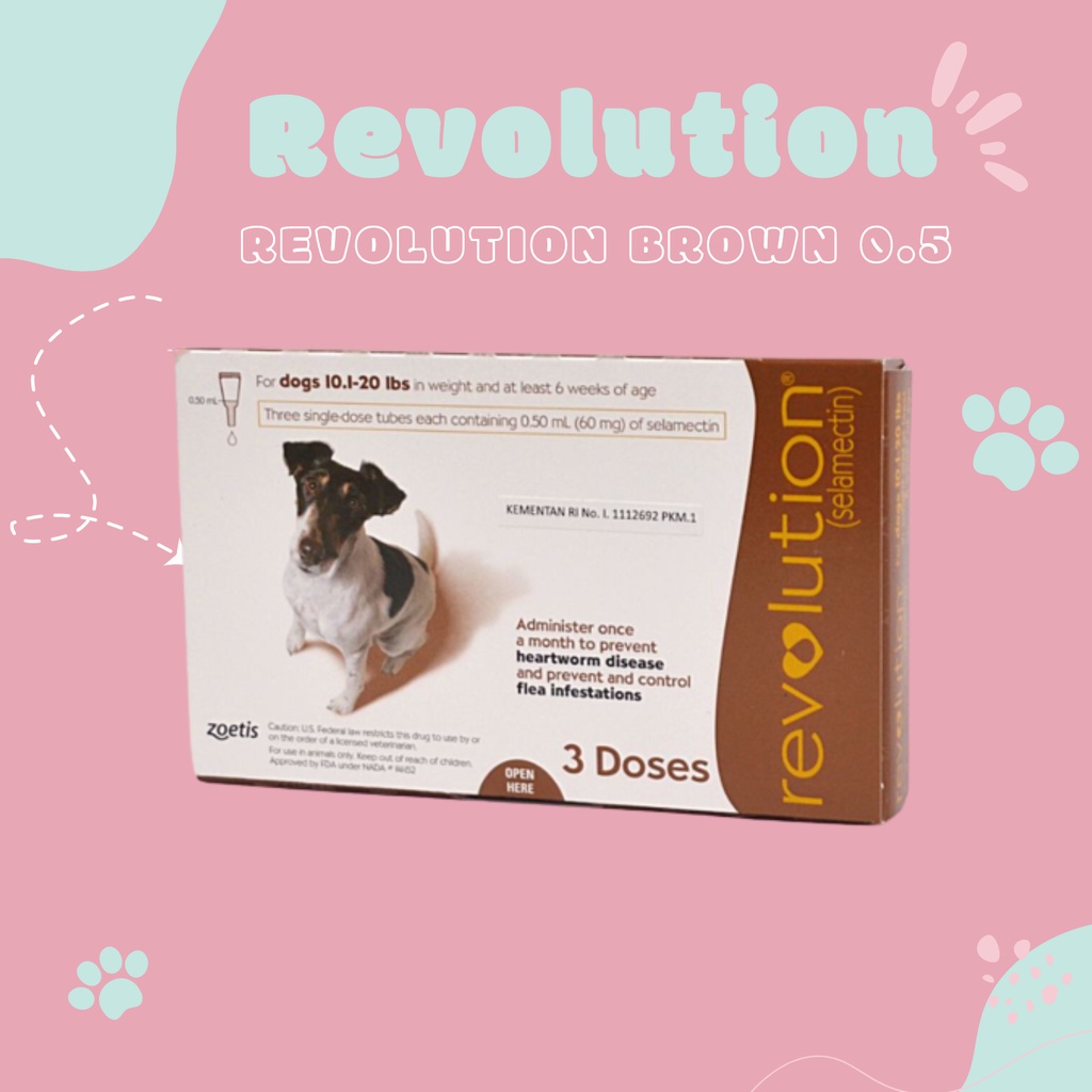 REVOLUTION BROWN / OBAT KUTU ANJING 5-10KG / REVOLUTION FOR DOGS 1 TUBE