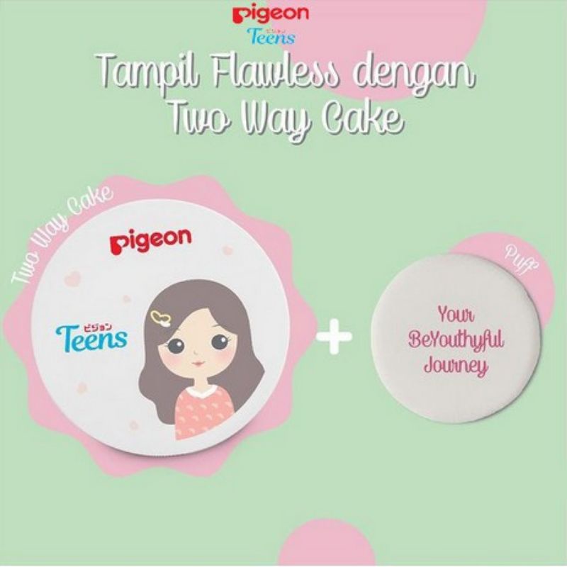 PIGEON Two Way Cake Bedak Wajah + Foundation BPOM 14gr | UV Protection