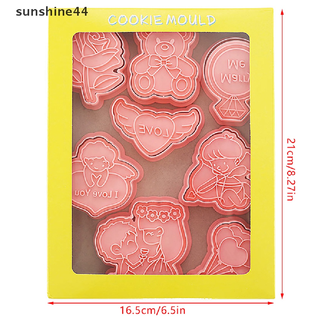 Sunshine 8Pcs 3D Kartun Cookie Cutters Valenes Day Biskuit Cetakan DIY Fondant Decorag Untuk Ulang Tahun Pesta Pernikahan Natal Cookies.