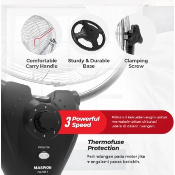 MASPION WALL FAN / KIPAS ANGIN PW 507S/PW 1603 S / PW-507 S W (16 - 20 INCH)
